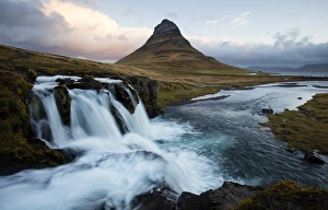 Snaefellsnes Peninsula Gallery: View of Kirkjufell (Church Mountain) and mountain stream, Grundafjordur, Snaefellsnes Peninsula
