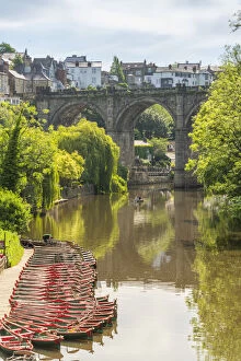 Connections Gallery: View of Knaresborough viaduct and the River Nidd with town houses in the background