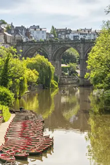 Connections Prints: View of Knaresborough viaduct and the River Nidd with town houses in the background