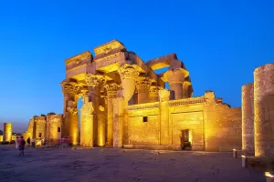 Egyptology Prints: View of the Kom Ombo Temple at dusk, Edfu, Egypt, North Africa, Africa