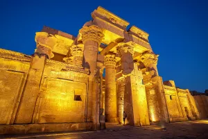 Mystical Prints: View of the Kom Ombo Temple at dusk, Edfu, Egypt, North Africa, Africa