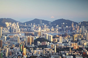 Kowloon Prints: View of Kowloon and Hong Kong Island from Lion Rock, Kowloon, Hong Kong, China, Asia