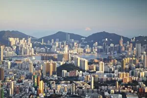 View of Kowloon and Hong Kong Island from Lion Rock, Kowloon, Hong Kong, China, Asia