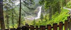 Waterfalls Prints: View of Krimml Waterfalls during summer