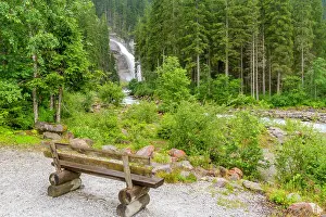 Waterfalls Prints: View of Krimml Waterfalls during summer