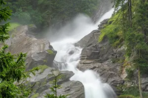 Waterfalls Prints: View of Krimml Waterfalls during summer