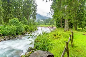 Waterfalls Prints: View of Krimml Waterfalls during summer