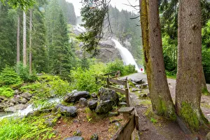 Waterfalls Prints: View of Krimml Waterfalls during summer