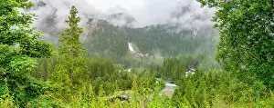 Waterfalls Prints: View of Krimml Waterfalls during summer