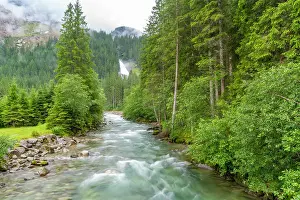 Waterfalls Prints: View of Krimml Waterfalls during summer