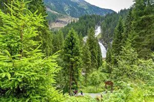 Waterfalls Prints: View of Krimml Waterfalls during summer