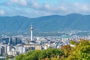 Ward Prints: View of Kyoto and Nidec Kyoto Tower from Kiyomizu-dera Temple