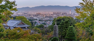 Icons Prints: View of Kyoto and Nidec Kyoto Tower from Kiyomizu-dera Temple