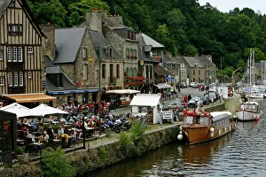 Brittany Prints: View over La Rance river and the port of Dinan, Brittany, France, Europe