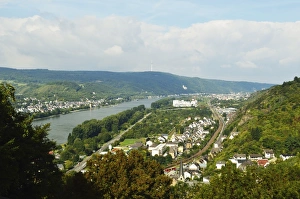 River Rhine Prints: View of Lahnstein and River Rhine, Rhineland-Palatinate, Germany, Europe