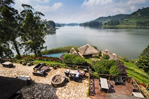 Terrace Prints: View over Lake Bunyonyi, Uganda, East Africa, Africa