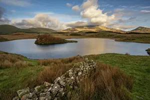 Mount Snowdon Prints: A view across the lake to Mount Snowdon at Llyn Y Dywarchen in the Snowdonia National Park
