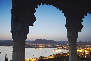 Udaipur Prints: View of Lake Pichola at sunset, Udaipur, Rajasthan, India, Asia