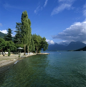 Lake Annecy Prints: View along lake shore, Talloires, Lake Annecy, Rhone Alpes, France, Europe