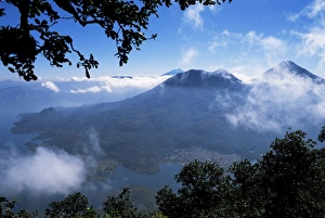 Lake Atitlan Prints: View of lake and town of Santiago