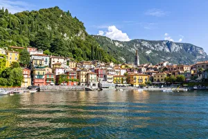 Lake Como Prints: View of lake the village of Vezio, Province of Como, Lake Como, Lombardy, Italy, Europe