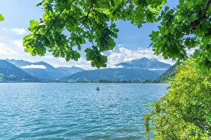 Kayaking Prints: View of Lake Zell in Zell am See on a sunny day, Zell am See, Salzburg, Austria, Europe