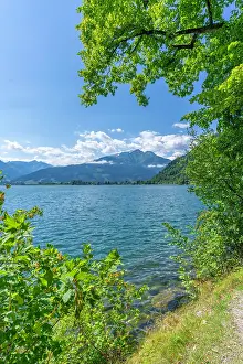 Discover Prints: View of Lake Zell in Zell am See on a sunny day, Zell am See, Salzburg, Austria, Europe