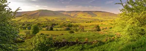 Edale Prints: View of landscape toward Edale village in spring
