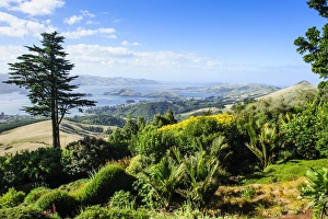 View from Larnach Castle over the Otago Peninsula, South Island, New Zealand, Pacific