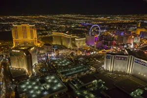 Traditionally American Gallery: View of Las Vegas and the suburbs from helicopter at night, Las Vegas, Nevada, United