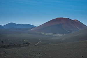 View over the lava sand field of the Tolbachik volcano, Kamchatka, Russia, Eurasia