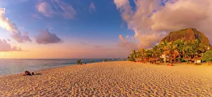 Le Morne Prints: View of Le Morne Public Beach at sunset
