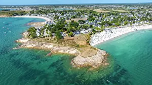 Homes Prints: View of Legenese cove beach and surrounding area in Brittany