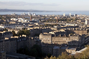 Lothian Prints: View towards Leith and the Firth of Forth from Calton Hill, Edinburgh, Lothian