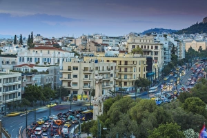 Athens Prints: View of Leoforos Vasilissis Amalias towards Lykavittos Hill, Athens, Greece, Europe