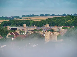 Stronghold Prints: View towards Lewes Castle on a foggy morning
