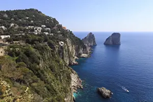Pinnacles Prints: View to limestone pinnacles of Faraglioni rocks from Giardini di Augusto
