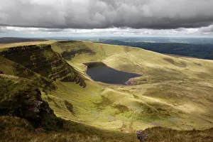 Wales Prints: View of Llyn y Fan Fach, Black Mountain, Llanddeusant, Brecon Beacons National Park