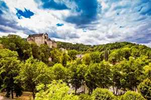 View of Loket Castle in the countryside of the West Bohemian Spa triangle outside of Karlovy Vary