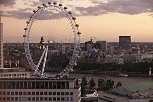 Millennium Wheel Collection: View over London West End skyline with the London Eye in the foreground, London, England