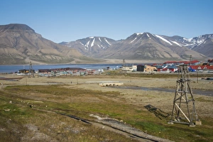 Industrial Prints: View over Longyearbyen, Spitsbergen, Svalbard, Arctic, Norway, Scandinavia, Europe