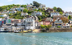 Victorian Prints: View looking back from ferry at Kingswear, Devon, England, United Kingdom, Europe