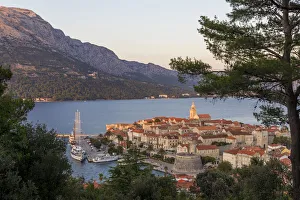 Korcula Prints: View from a lookout over the old town of Korcula, Croatia, Europe