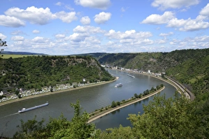 Rhine Valley Prints: View from Loreley to St. Goarshausen and the River Rhine, Rhine Valley
