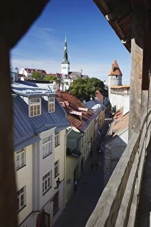 Images Dated 20th August 2009: View of Lower Town from Town Wall with Oleviste Church in background, Tallin