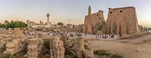 Luxor Prints: View of Luxor Temple at dusk, Luxor, Egypt, Africa
