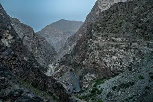 Nighttime Prints: View of Mahipar Pass along the Jalalabad-Kabul highway in Afghanistan during twilight