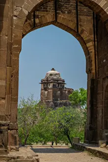Fortifications Prints: View of the main structure within Rohtas Fort captured from an arched doorway in Punjab