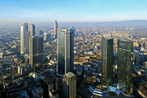 Hesse Prints: View from Maintower to Financial District, Frankfurt am Main, Hesse, Germany, Europe