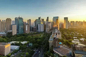Skyline Gallery: View of the Makati district in Manila at sunrise, Philippines, Southeast Asia, Asia